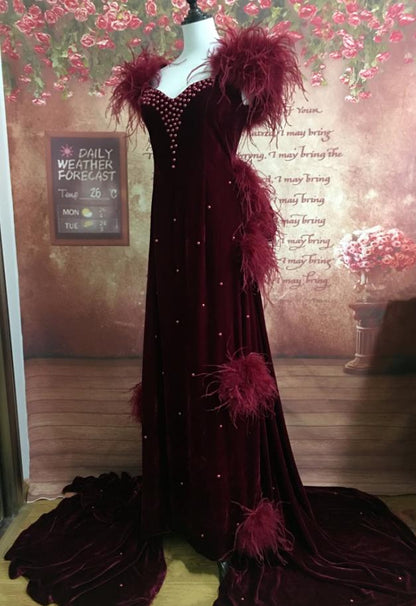 Gone With The Wind Burgundy Velvet  Gown  Scarlett O'Hara Red Dress